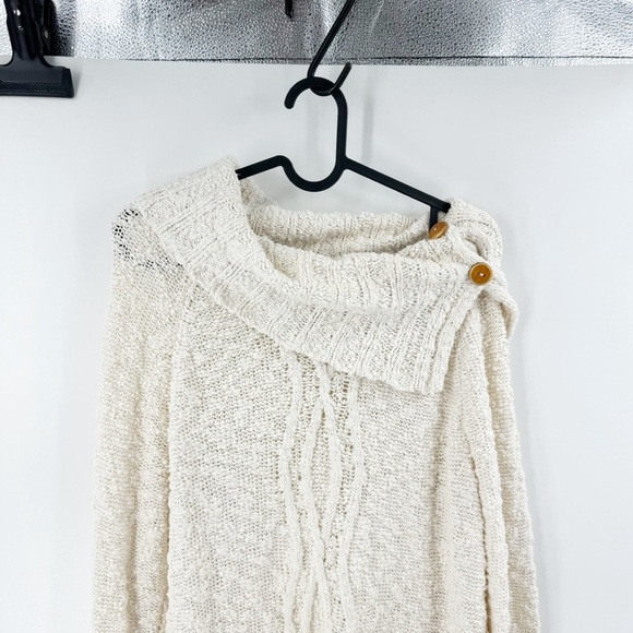 ✅ ANTHROPOLOGIE MOTH CREAM COWL NECK SWEATER SIZE LARGE NEUTRAL - Picture 3 of 11